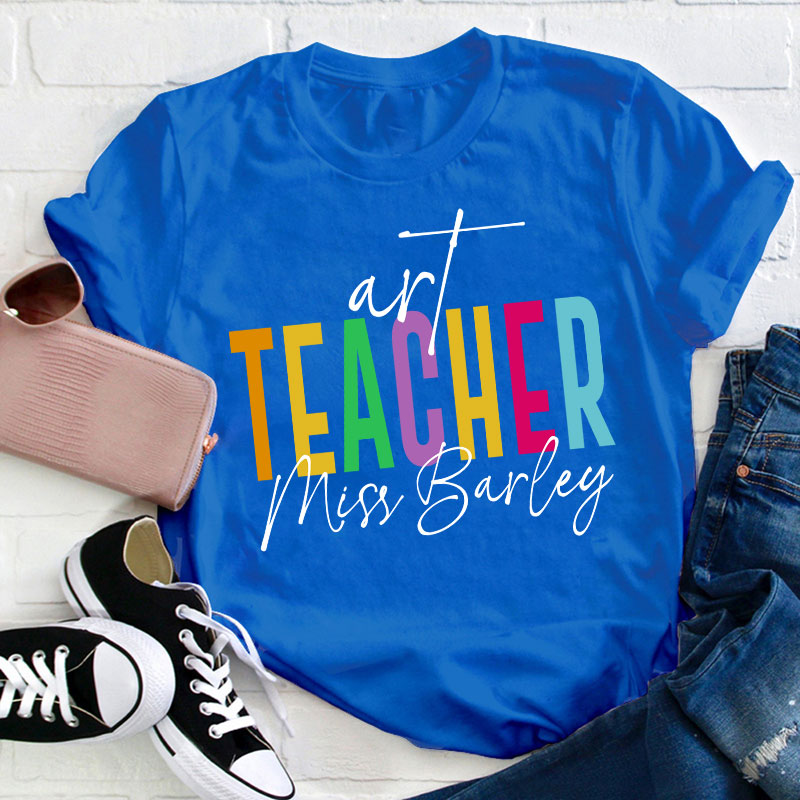 Personalized Teacher's Name Colorful Tie Dye Teacher T-Shirt