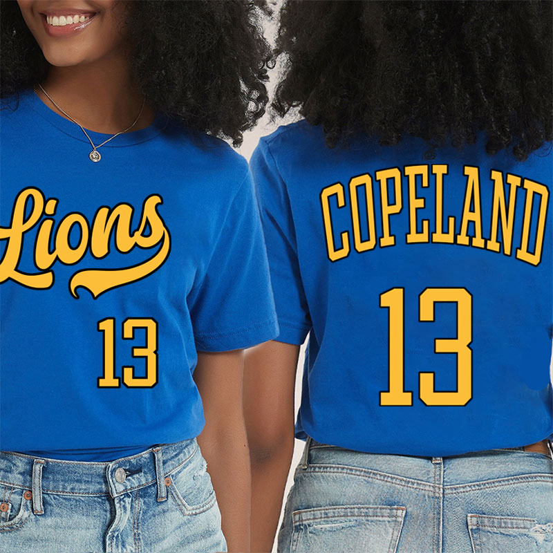 Personalized  Mascot And Your Number Simple Font Design Teacher Two Sided T-Shirt