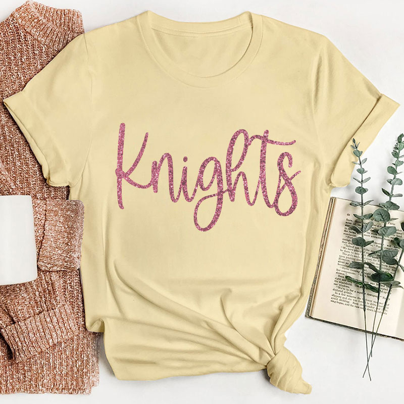 Personalized Glitter Font Mascot Teacher T-Shirt