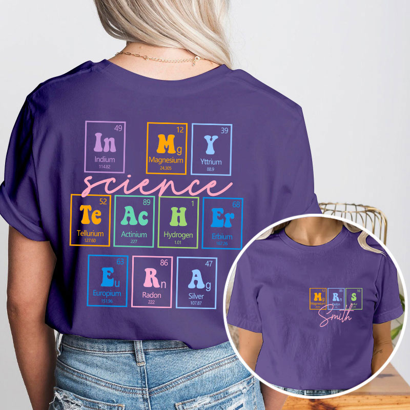 Personalized Name Science Teacher Two Sided T-Shirt