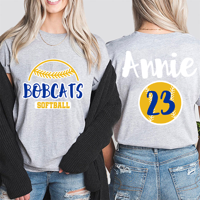 Personalized Mascot Sport Your Name And Number Game Day Teacher Two Sided T-Shirt