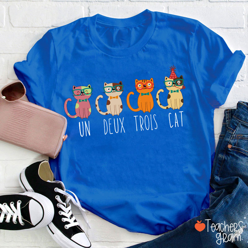 Un Deux Trois Funny Cat French Teacher T-Shirt