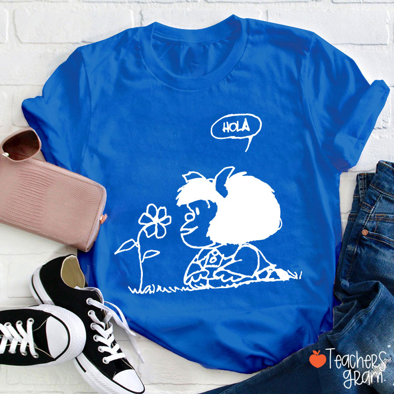 Hola Flower Spanish Teacher T-Shirt