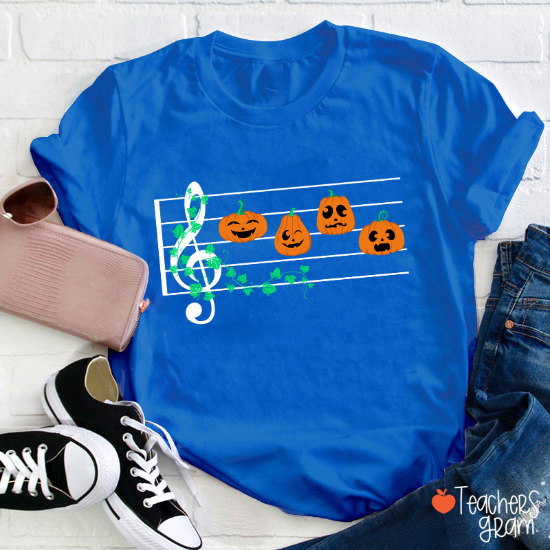Pumpkins Music Notes Halloween Teacher T-Shirt