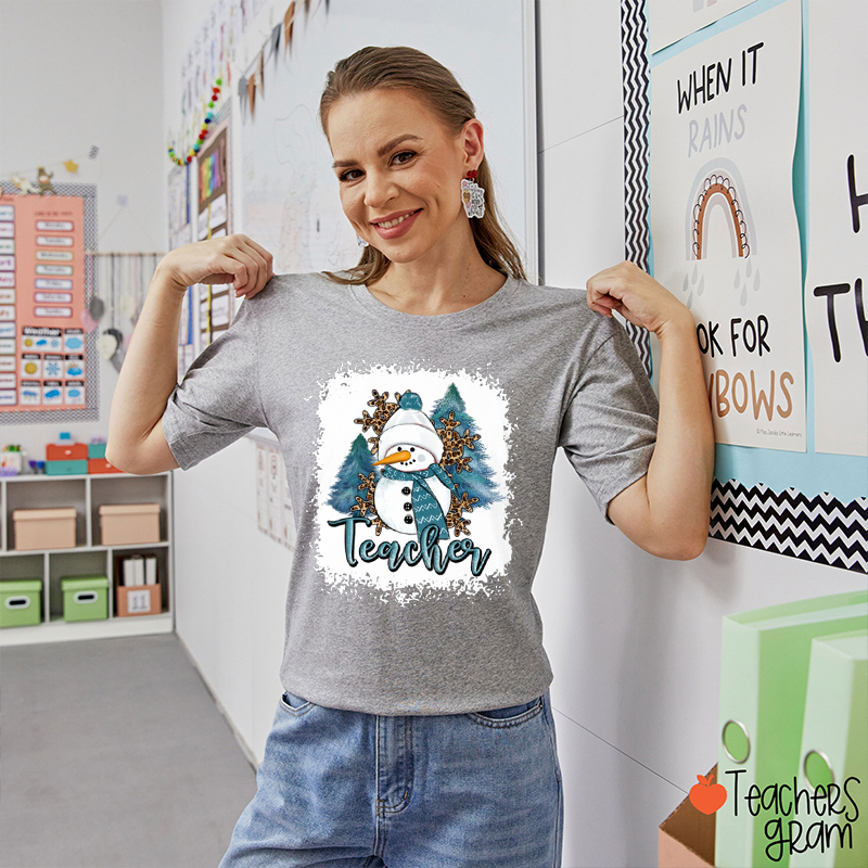 Snowman Christmas Tree Teacher T-Shirt