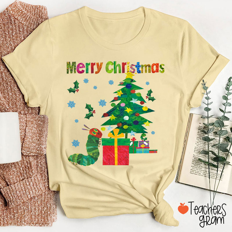 Very Hungry Caterpillar Merry Christmas Teacher T-Shirt