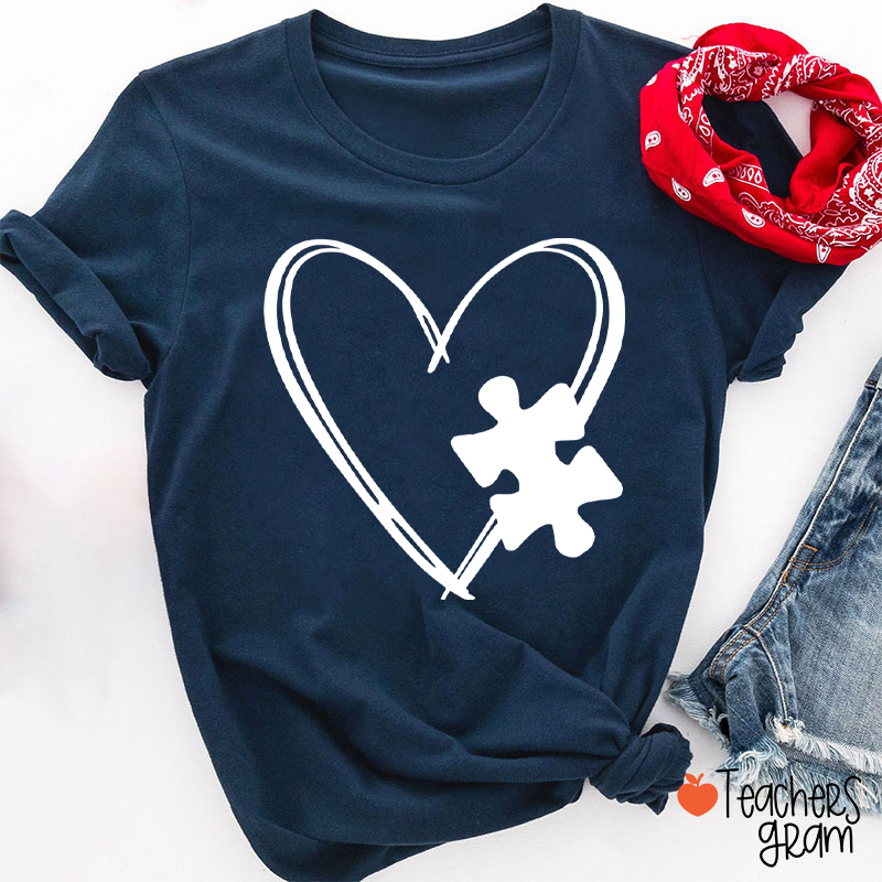 Love Autism Puzzle Teacher T-Shirt