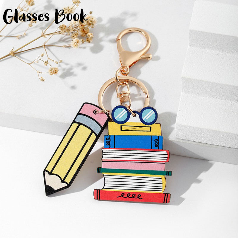 Pencil Book Teacher Keychain
