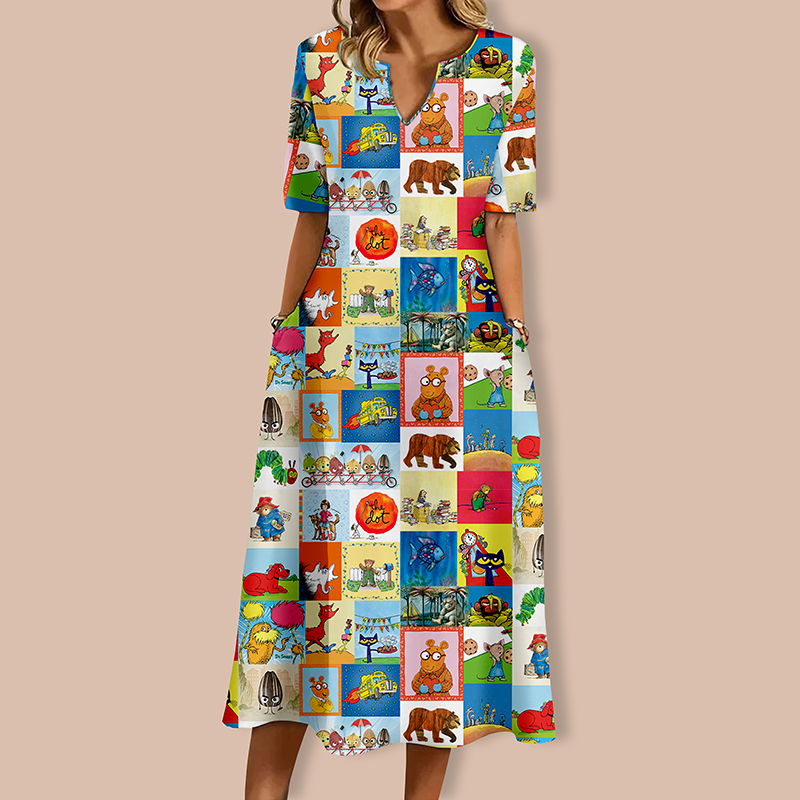 I Still Read Children's Books Teacher V-Neck Long Dress