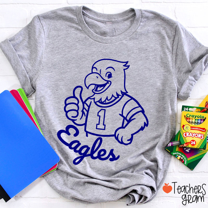 Personalized Cute Mascot And Your Number School Spirit Teacher T-Shirt