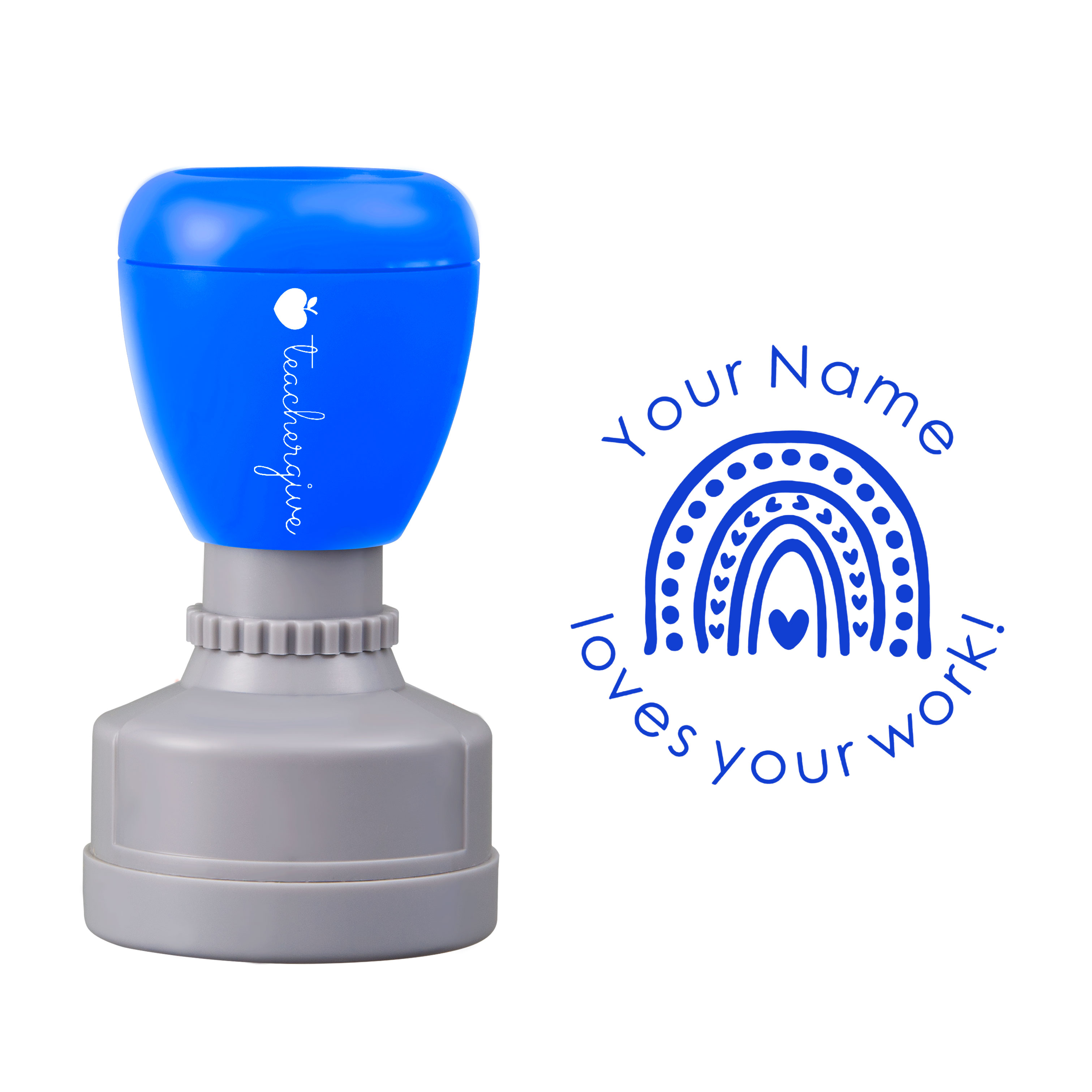 Personalized Loves Your Work Teacher Stamp