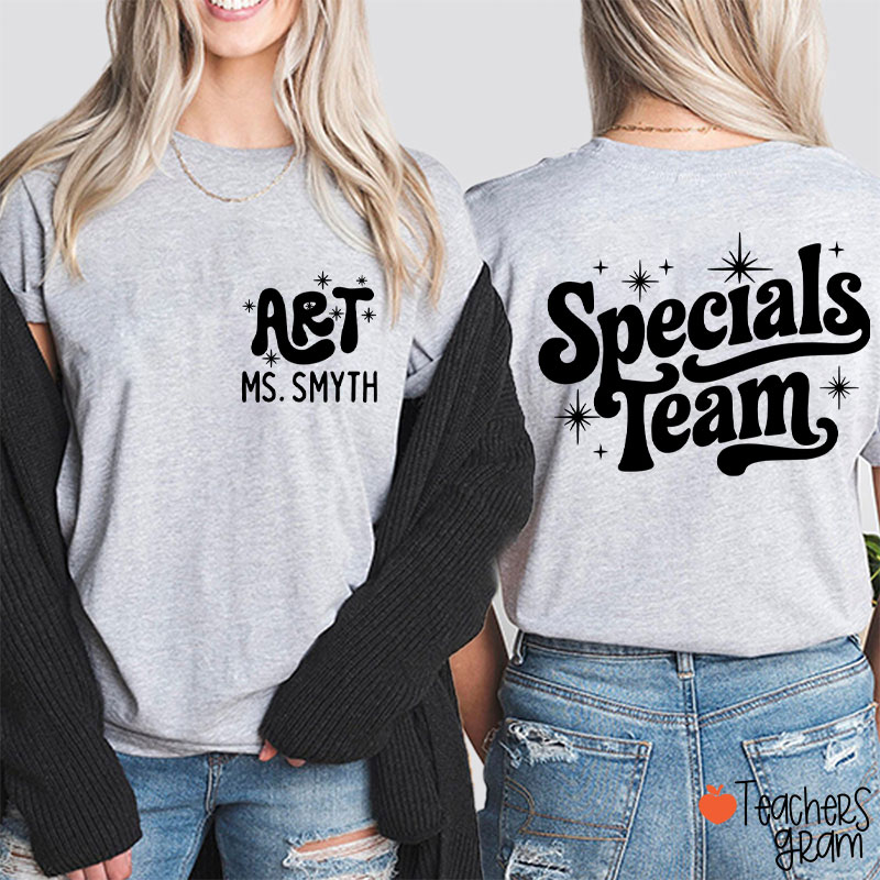 Personalized Suject And Name Specials Team Teacher Two Sided T-Shirt