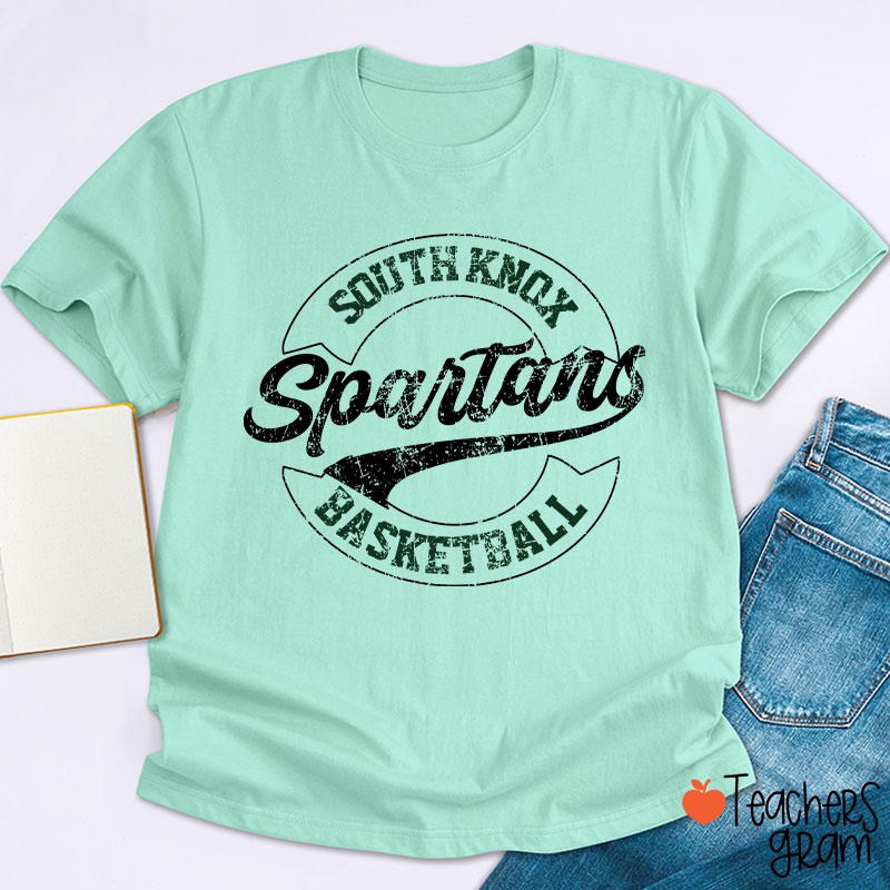 Personalized Mascot And School Name Distressed Retro School Spirit Teacher T-Shirt