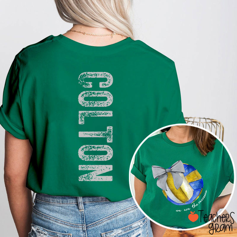 Personalized Mascot And Sport Coquette Bow Teacher Two Sided T-Shirt