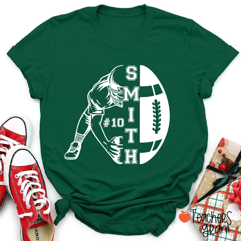 Personalized Name And Number Football Game Day Teacher T-Shirt