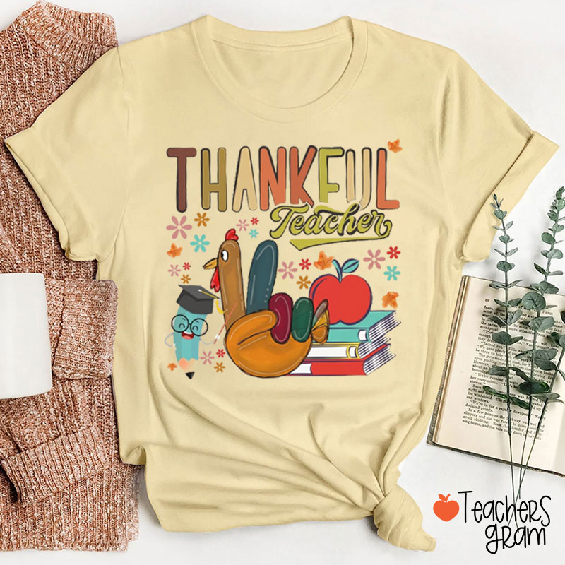 Cute Turkey Thankful Teacher T-Shirt