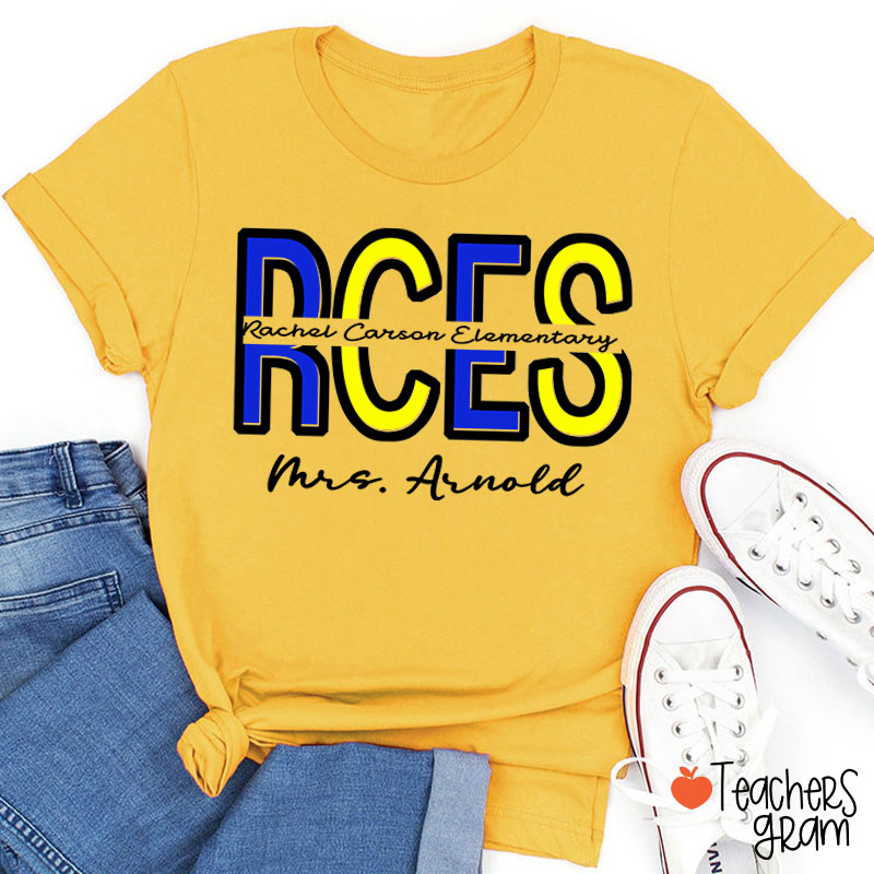 Personalized School Name Abbreviation School Color Teacher T-Shirt