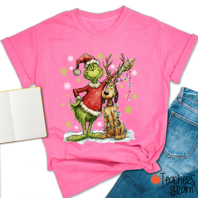 Green Guy And Dog Teacher T-Shirt