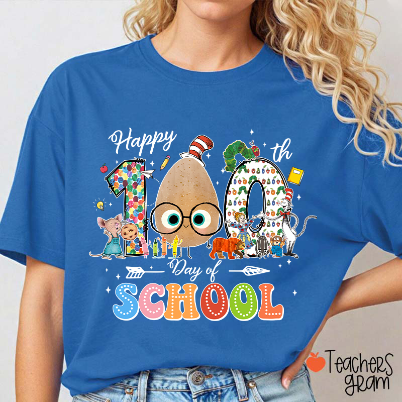 Children's Books Happy 100 Days Of School Teacher T-Shirt