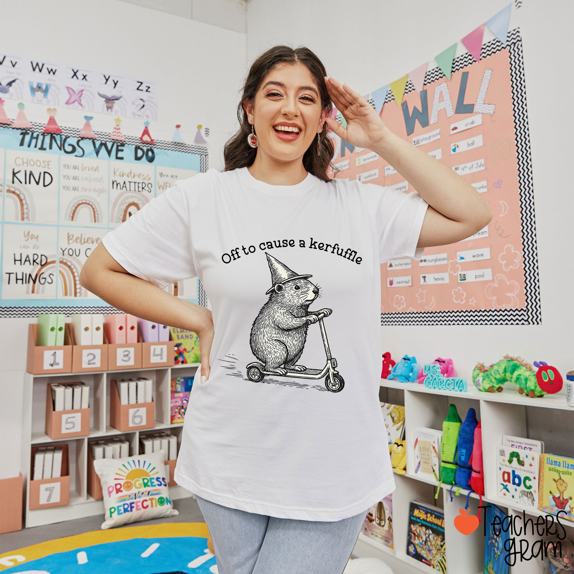 Off To Cause A Kerfuffle Teacher T-Shirt