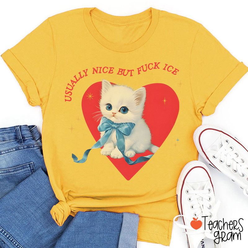 Usually Nice But Fuck Ice Teacher T-Shirt