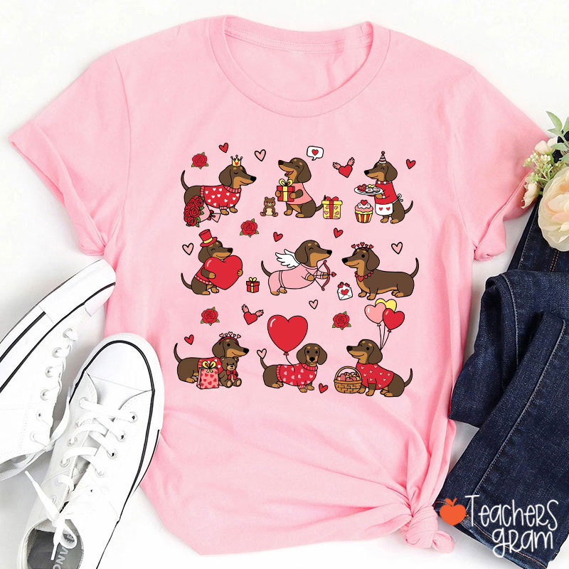 Dachshund Valentines Teacher T-Shirt