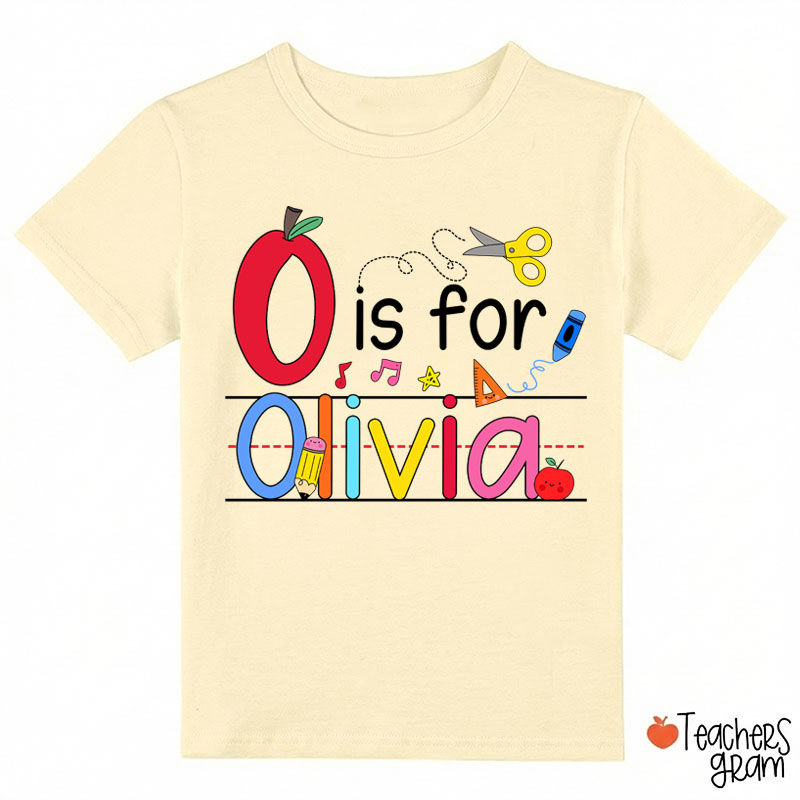 Personalized Name Apple Pencil School Stuff Class T-Shirt