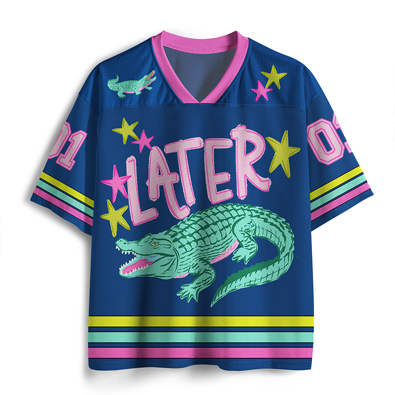 Later Gator After While Crocodile Teacher Mesh Jersey