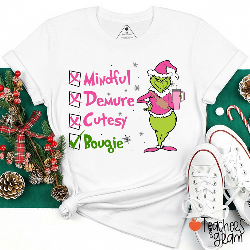Mindful Demure Cutesy Bougie Teacher T-Shirt