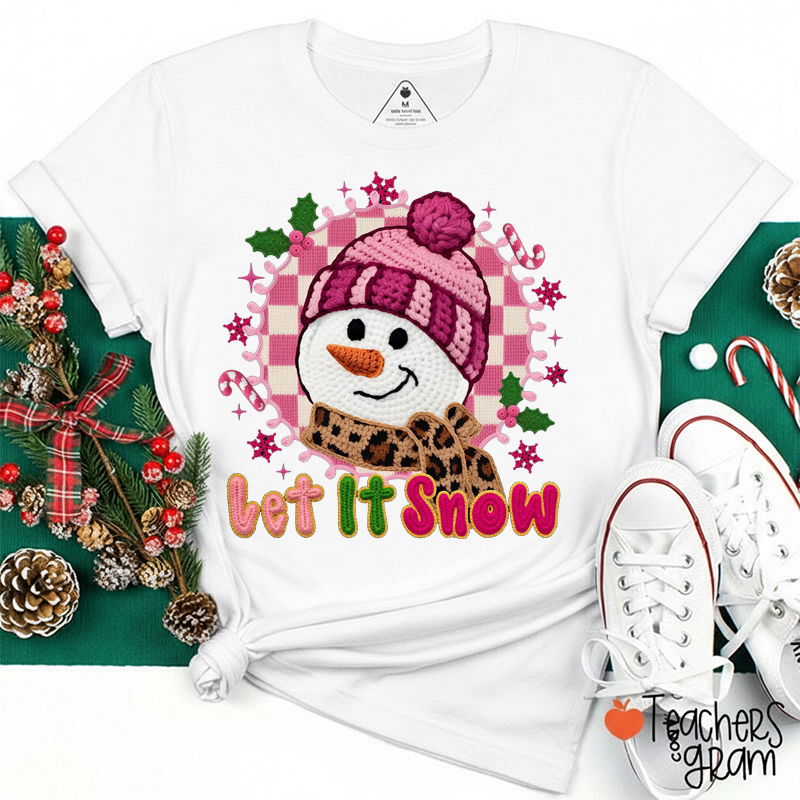 Faux Yarn Let It Snow Teacher T-Shirt