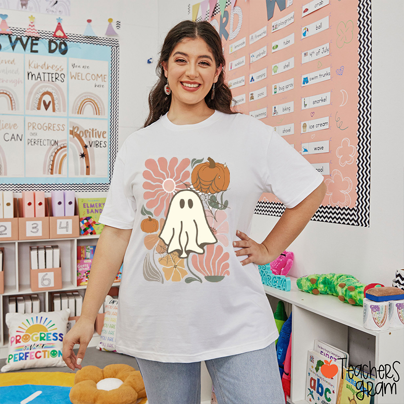 Flower Ghost Halloween Teacher T-Shirt