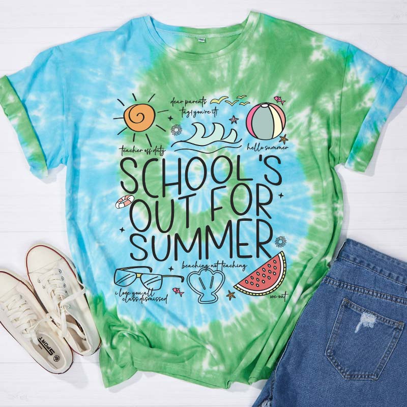 Schools Out For Summer Teacher Tie-dye T-Shirt