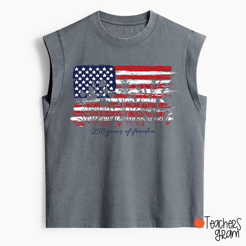 Land Of The Free Home Of The Brave Teacher Washed Tank Top
