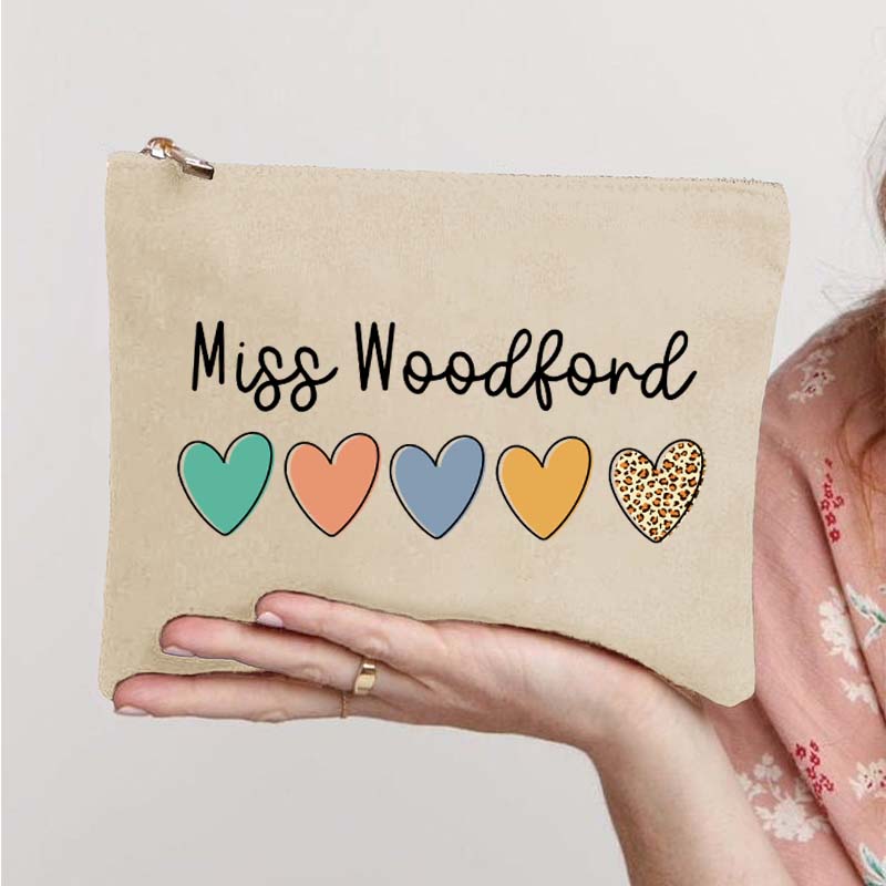 Personalized Colorful Love Teacher Makeup Bag