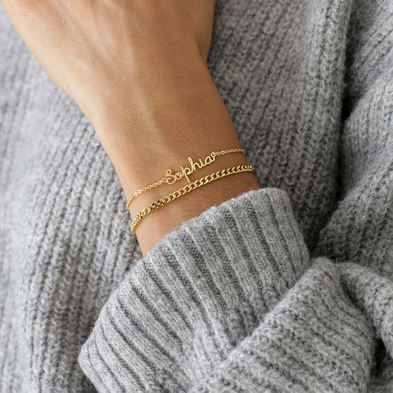 Personalized Name Simple Design Teacher Metal Bracelet