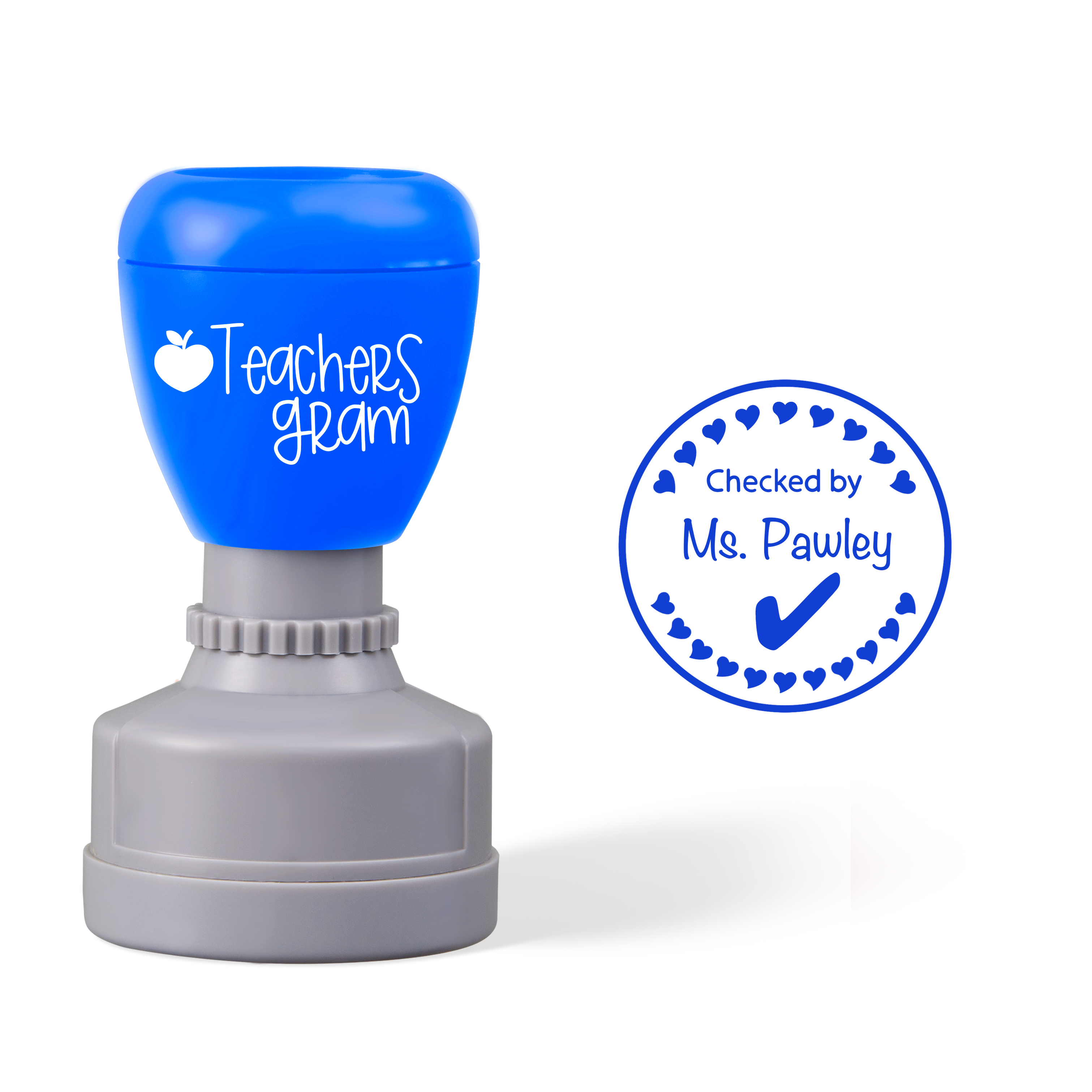 Personalized Checked By Name Teacher Stamp