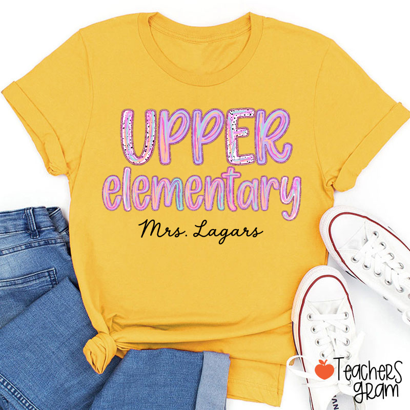 Personalized Grade Rainbow Doodle Name Teacher T-Shirt