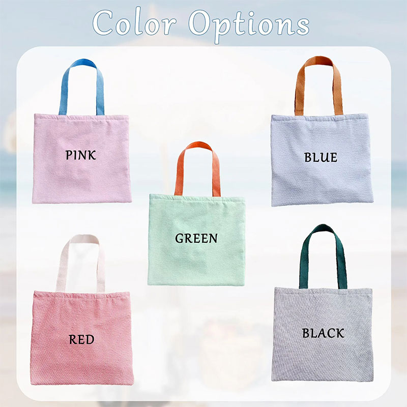 Personalized Monogrammed Seersucker Teacher Tote Bag