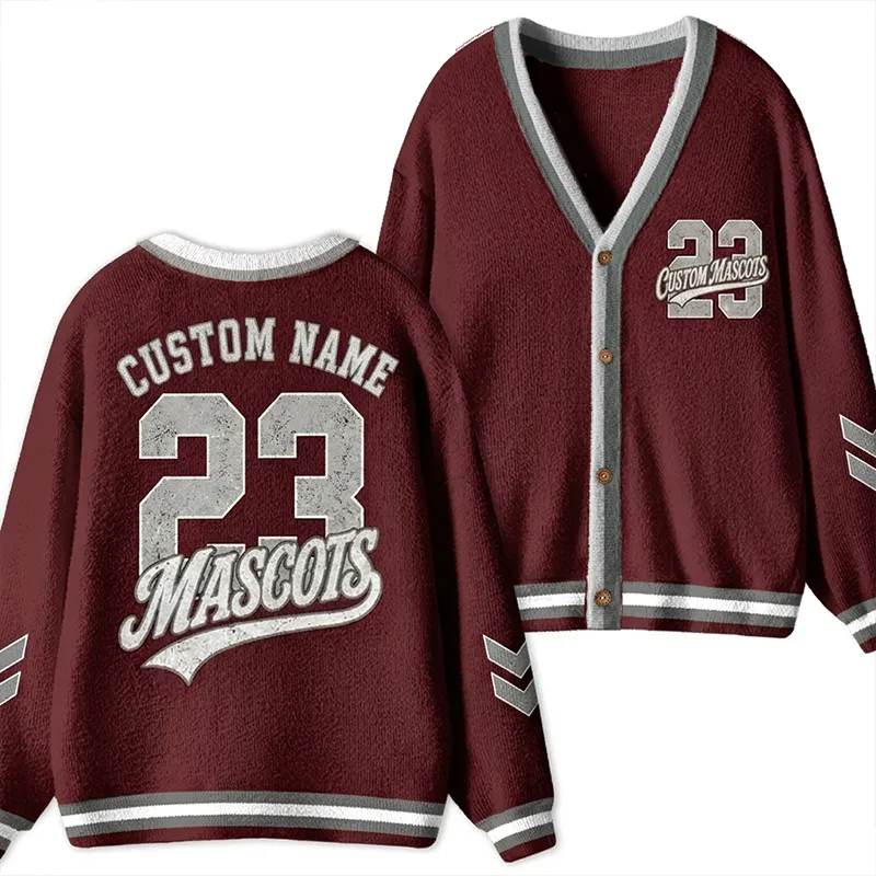 Personalized Mascot Retro Sport Team Name Number Teacher Ugly Cardigan Sweaters
