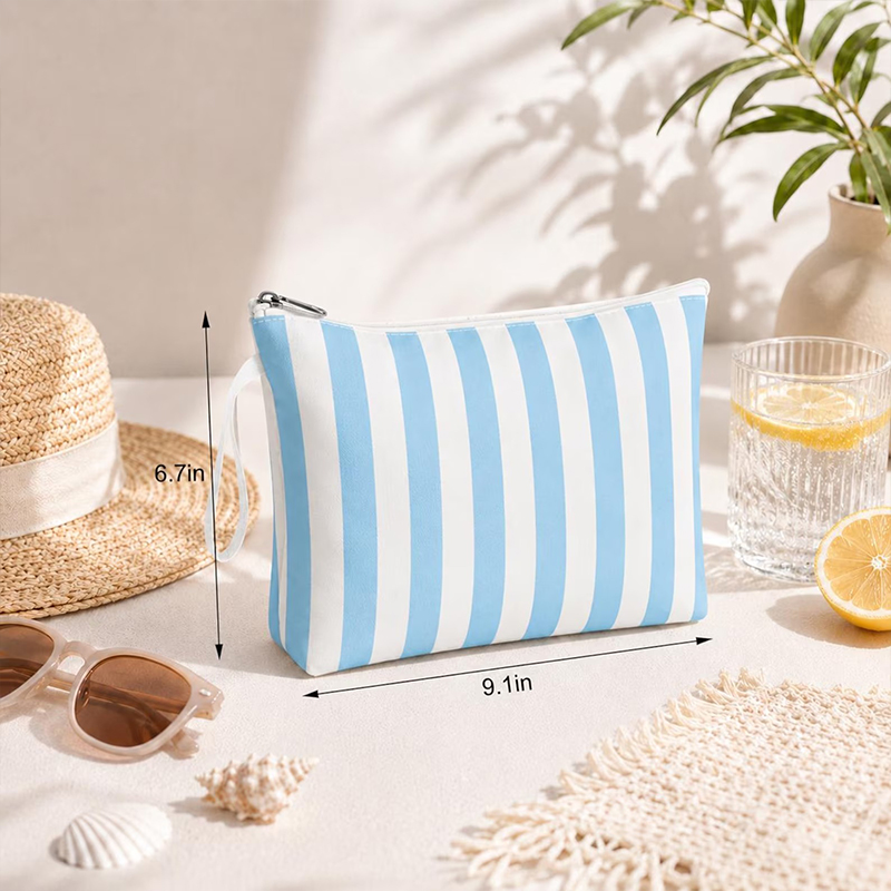 Personalized Monogram Initials Striped Makeup Bag