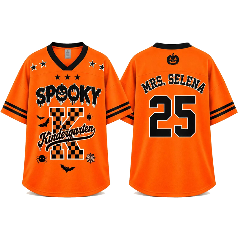 Personalized Spooky Checkered Teacher Mesh Jersey