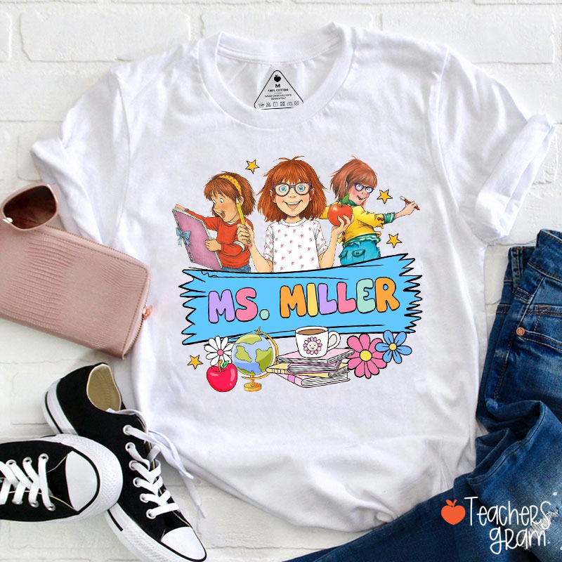Personalized Name Children's Book Teacher T-Shirt
