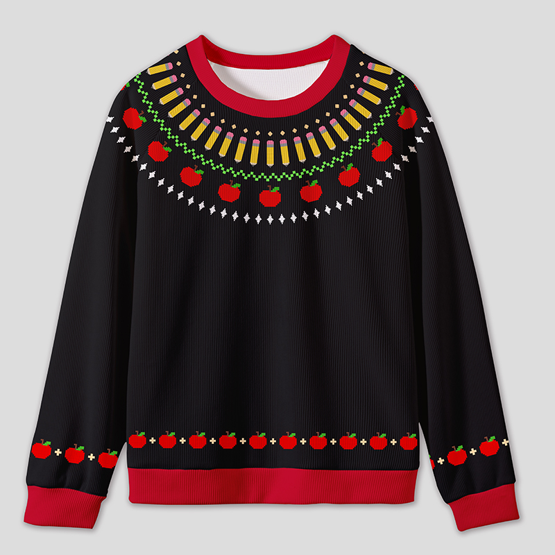 Apple Pencil Teacher Knit Sweatshirt