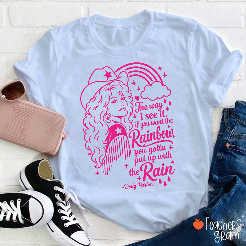 Retro Pink Cowgirl Western Rainbow Inspirational Quote Teacher T-Shirt