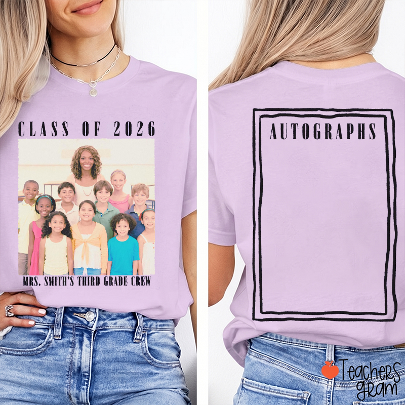 Personalized Class Memory Autograph Teacher Two Sided T-Shirt