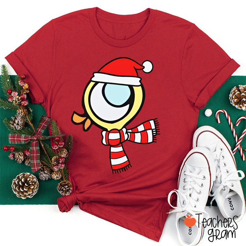 Santa Hat Cute Cartoon Character Teacher T-shirt