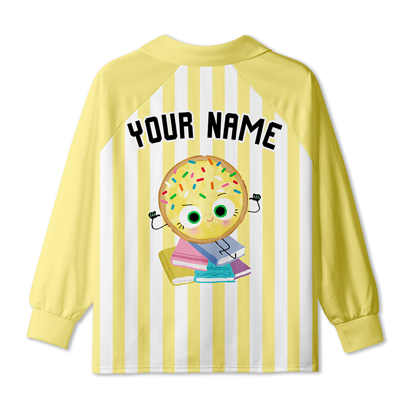 Personalized Team Name And Number Cute Cookies Teacher Long Sleeve Collar Jersey