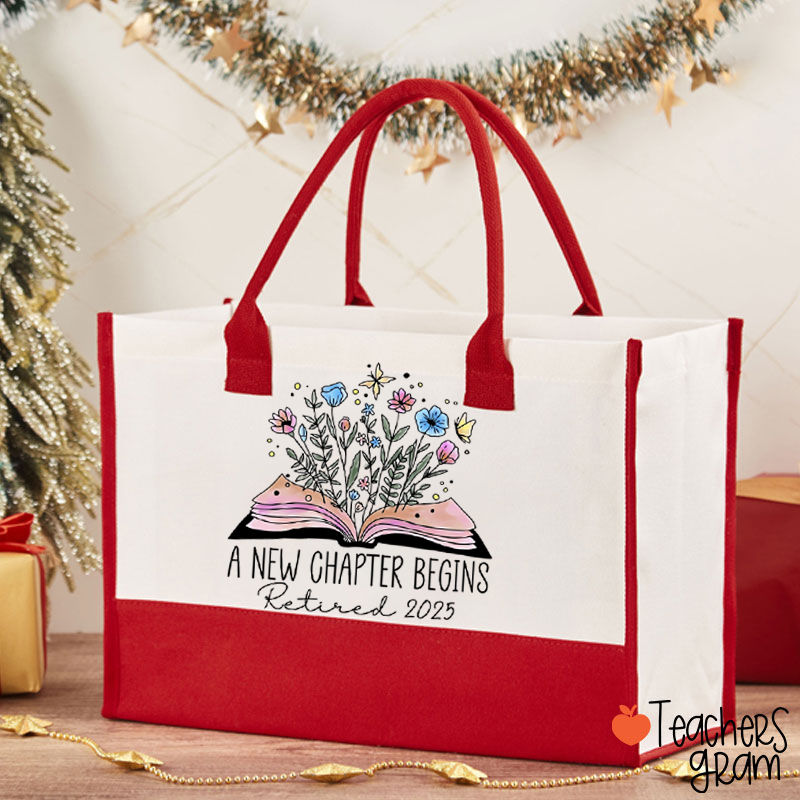 Personalized A New Chapter Begins Retired Teacher Cotton Tote Bag