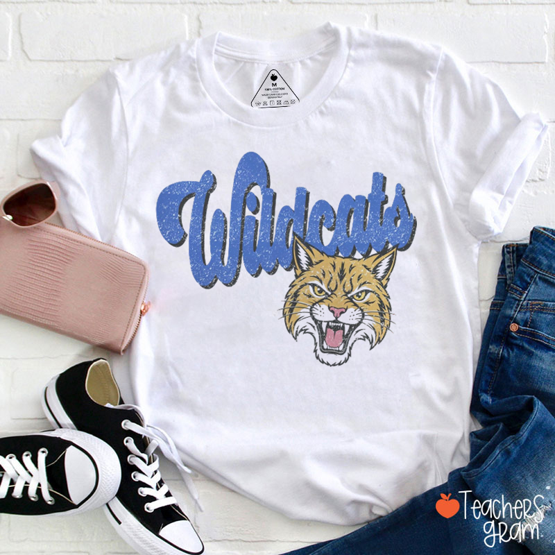 Personalized Mascot Name And Color Retro Script Mascot Teacher T-Shirt