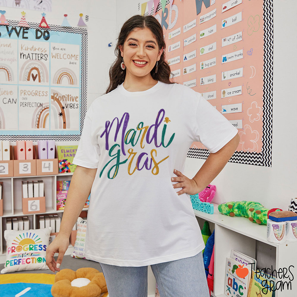 Celebrating Mardi Gras Teacher T-Shirt